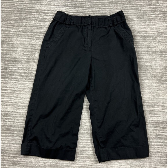 Larry‎ Levine Pants Womens 8 Black 100% Cotton Capri Casual - Picture 1 of 11